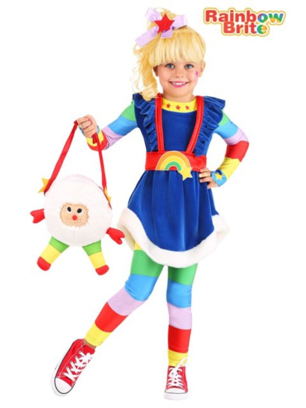 Toddler Rainbow Brite Costume for Halloween with matching Bag and Bow- Size 4T